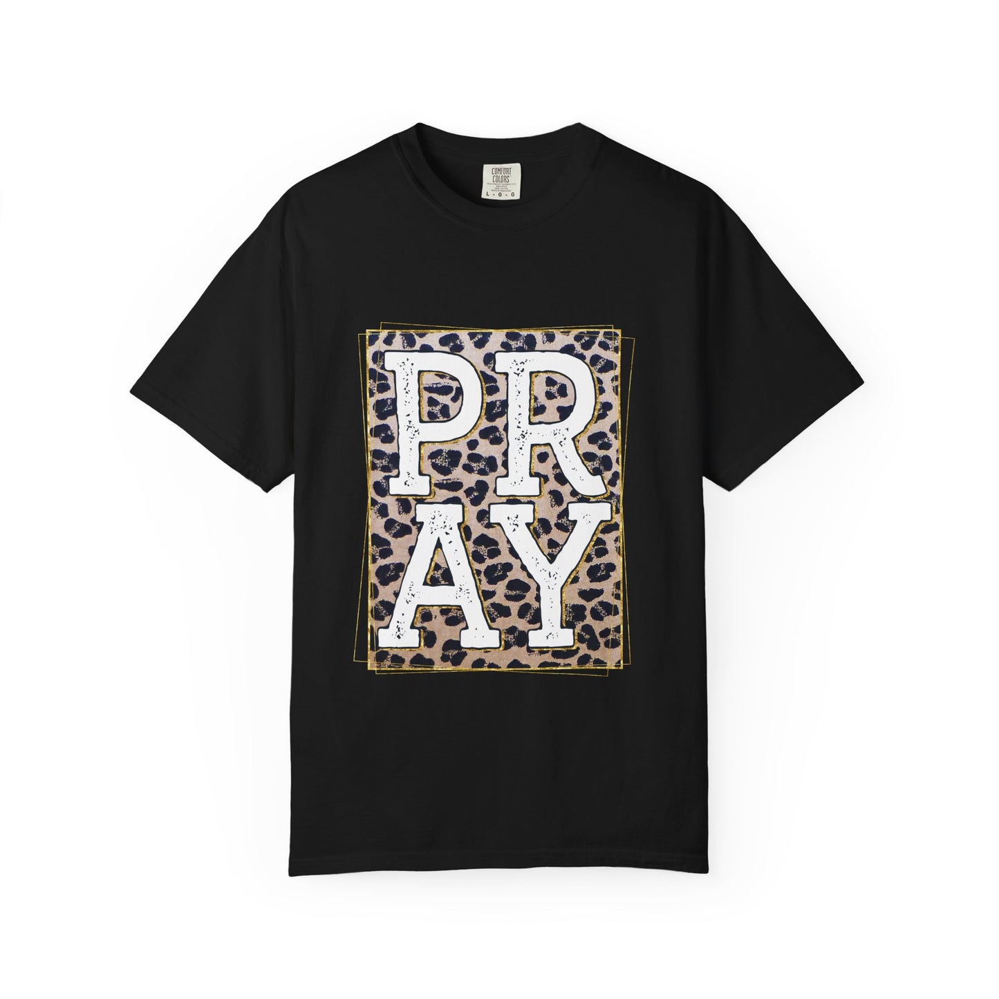 Leopard Print Pray T-Shirt | Unisex Garment-Dyed Tee for Faith & Fashion | Christian Gift, Casual Wear, Inspirational Apparel