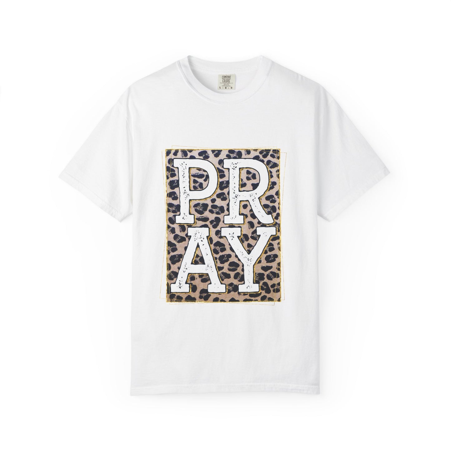 Leopard Print Pray T-Shirt | Unisex Garment-Dyed Tee for Faith & Fashion | Christian Gift, Casual Wear, Inspirational Apparel