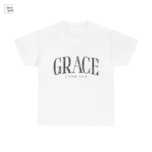 Grace T‑Shirt - ’GRACE’ 2 Cor 12:9 Christian Faith Tee White / S T-Shirt